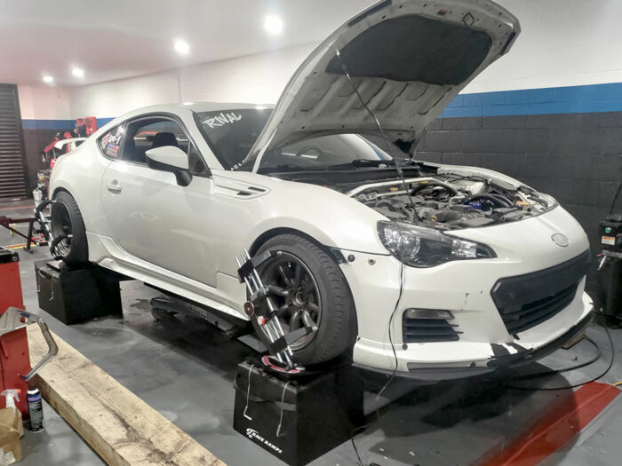 FR-S on the race ramps with the alignment clamps