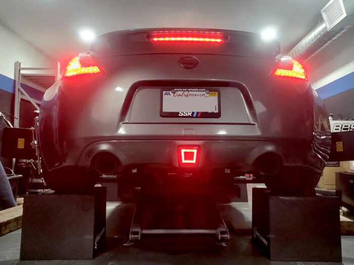 370Z Alignment Rear View on Race Ramps